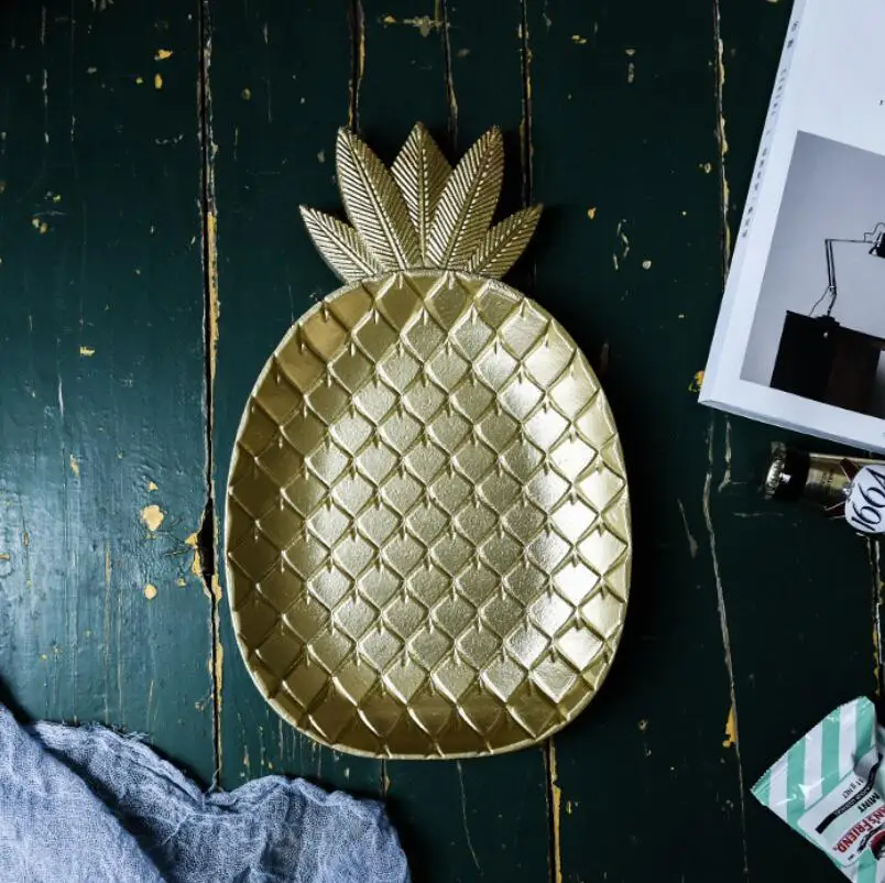 Pineapple S Nordic Золотой ананас десерт Мода Геометрия стол магазин конфеты дерево приемная пластина миски Детские тарелки Снэк конфеты блюдо - Цвет: Pineapple S