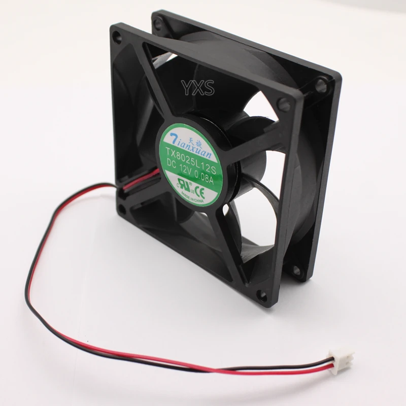 TX8025L12S DC 12V 0.08A 8025 8 см 80*80*25 мм Ультра тихий вентилятор охлаждения 2 провода |
