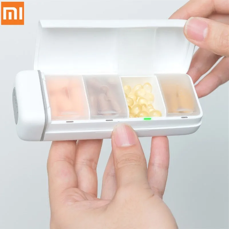 Дорожный смарт контейнер Xiaomi HiPee для таблеток органайзер с 4 отделениями лекарств