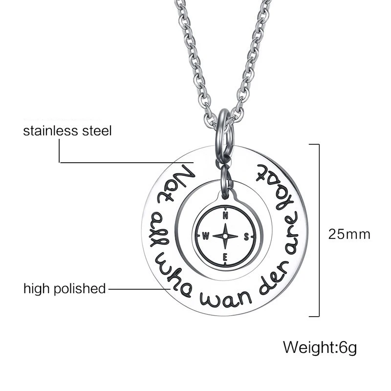 Мужчины ювелирные изделия из нержавеющей стали компас круг круглыми подвесками