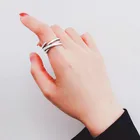 Женское многослойное Открытое кольцо XIYANIKE, простое и стильное ретро-украшение из стерлингового серебра 925 пробы, серебристый неправильной формы