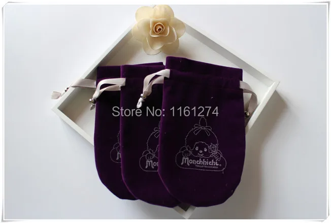 

white Velvet bag customized Logo Gift Bags velvet Jewellry drawing Pouch any size