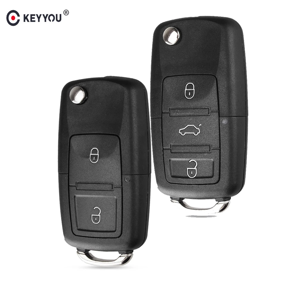 Фото Брелок KEYYOU для VW Golf 4 5 Passat B5 B6 Polo Touran сидений Skoda Key 2/3 кнопки откидной чехол ключей