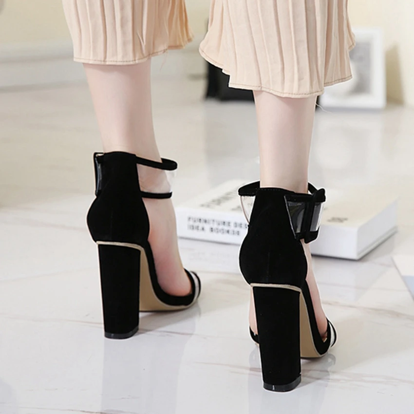 Модные женские Ремешок на щиколотке квадратный Сандалии каблуке летние туфли