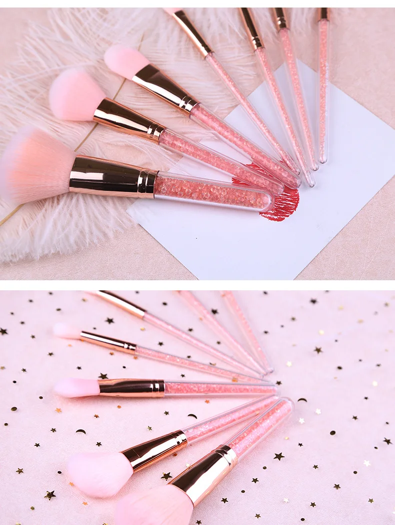 Набор кистей для макияжа из розового золота, 7 шт., пудра для основы, косметические кисти, тени для век, набор кистей для макияжа с чехлом из искусственной кожи