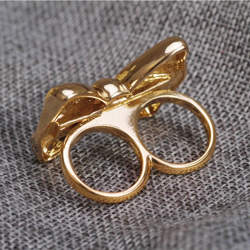 Новое популярное модное женское кольцо с двумя пальцами и бантом - купить по