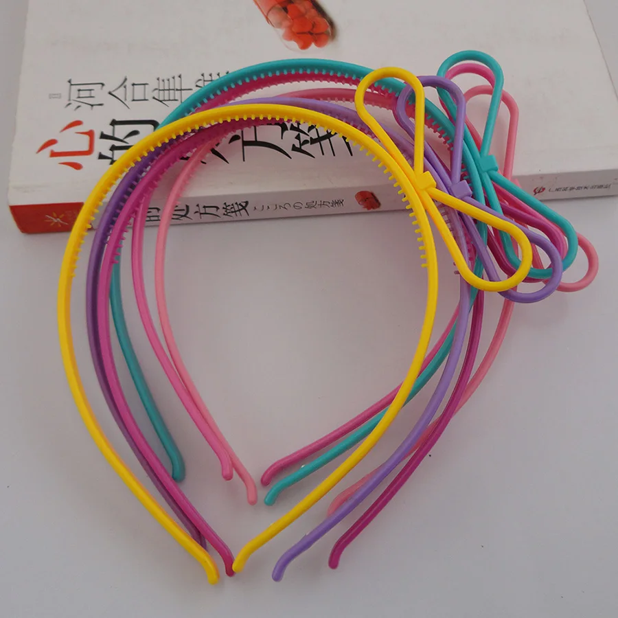 

10PCS 6mm colorful Bows Children plastic hair headbands with small teeth,Sweet Princess hairbands,kids hair accessories