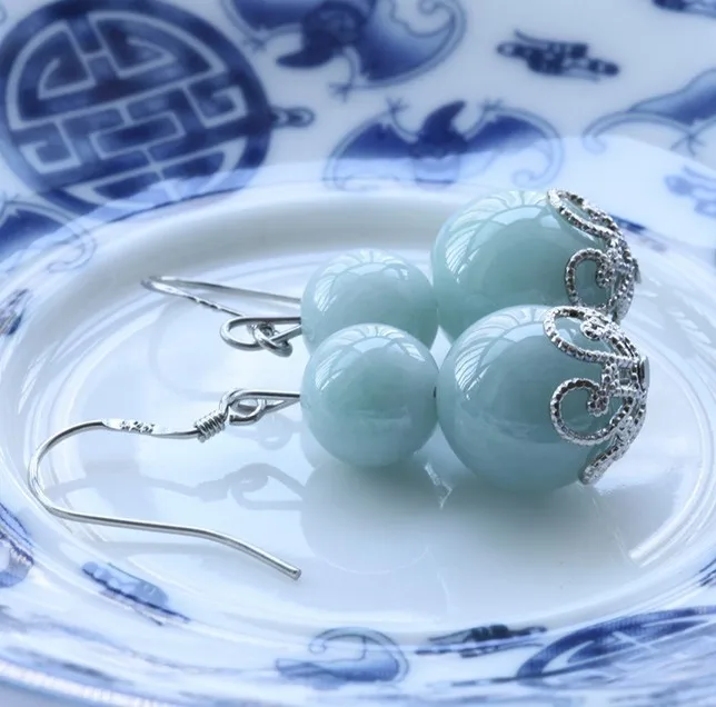 

S925 sterling silver earrings hook gourd Burma Jade earrings for women bijoux women wholesale commodity brincos
