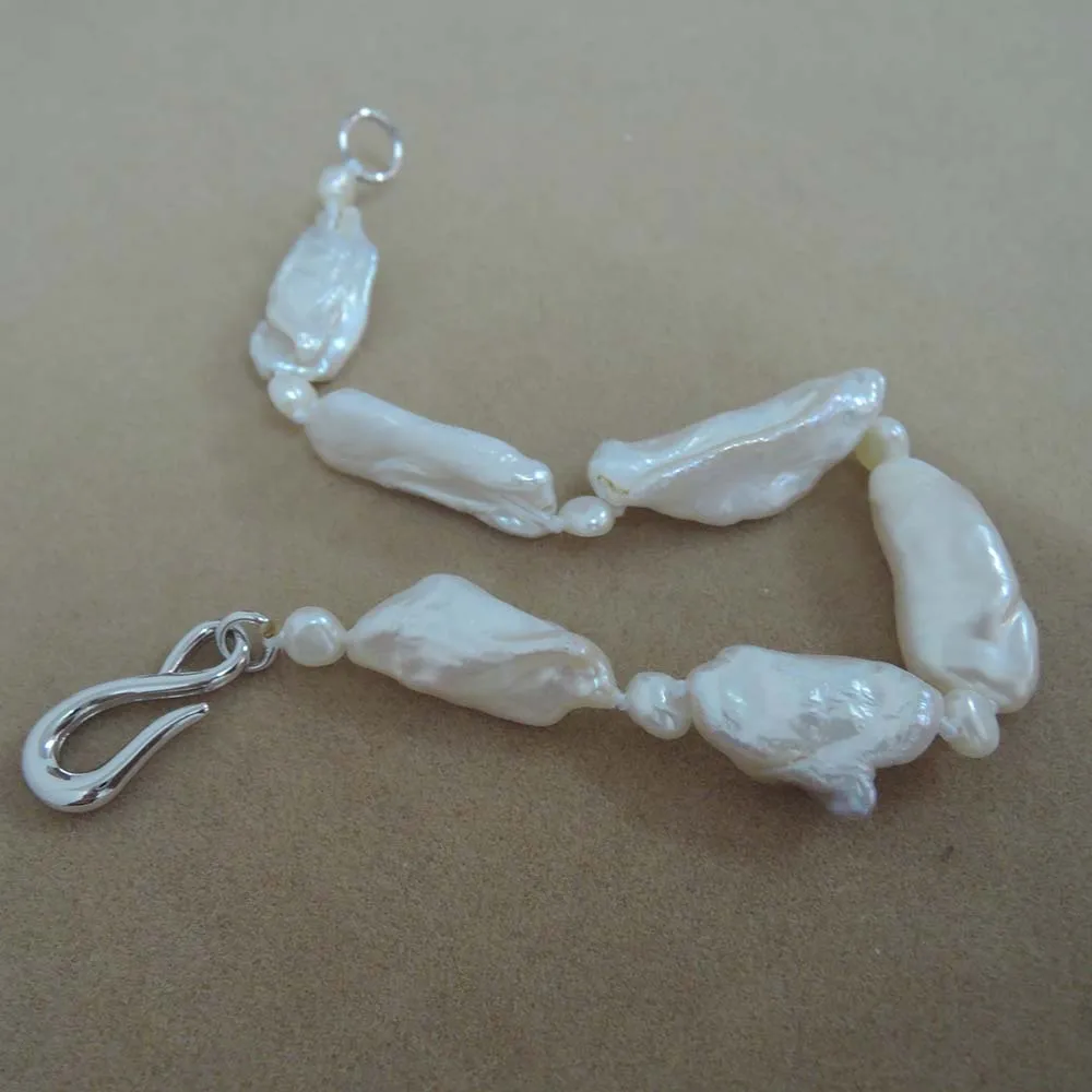 free shipping bIWA baroque shape bracelet 100% NATURE FRESHWATER Baroque PEARL BRACELET-with nice pearl clasp | Украшения и