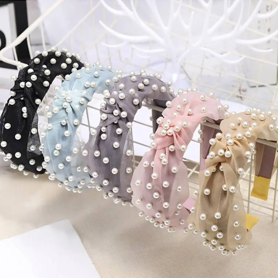 

Korean Pearl Headband for Women Bezel Simple Knotted Hair Loop Women Hairband Fashion Headwear Girls Hair Hoop Accessories