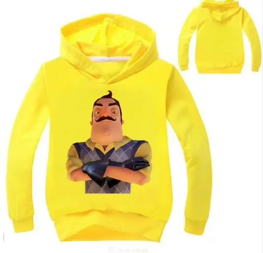 Детские толстовки с капюшоном Hello Neighbor для мальчиков и девочек пуловер футболка