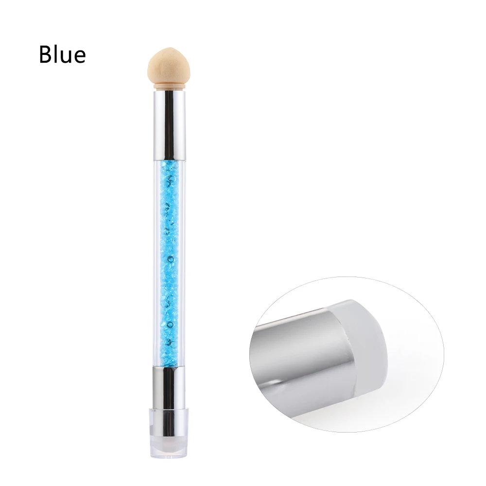 Blue 1 Кисть для нейл-арта, губка, силиконовая двухголовая градиентная ручка, цветущий УФ-гель, щетка для чистки ногтей, щетка для чистки ногтей - Цвет: Blue 1