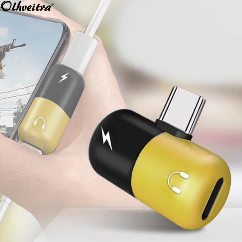 Olhveitra Mini 2 в 1 двойной порты сплиттер адаптер Тип C аудио разъем для наушников