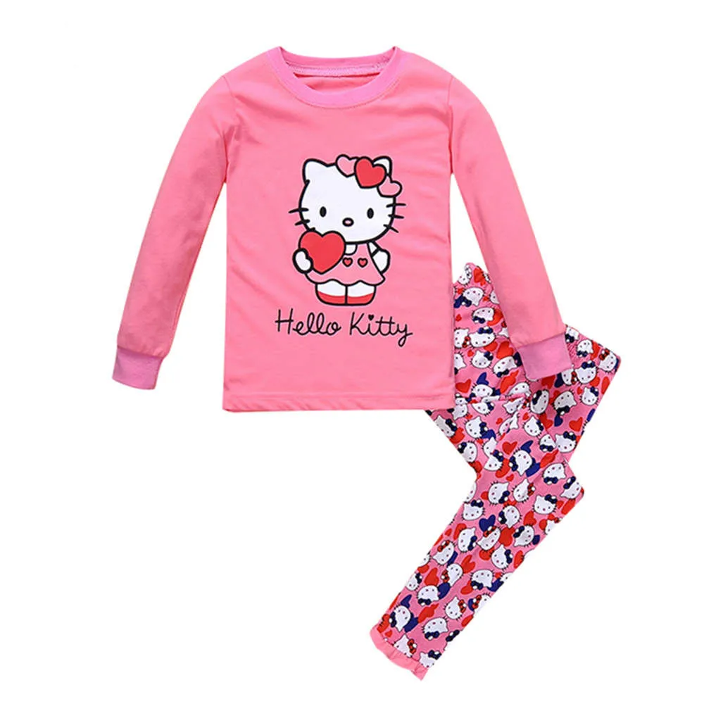 Новая одежда для сна с леопардовым принтом hello kitty домашняя девочек весенняя