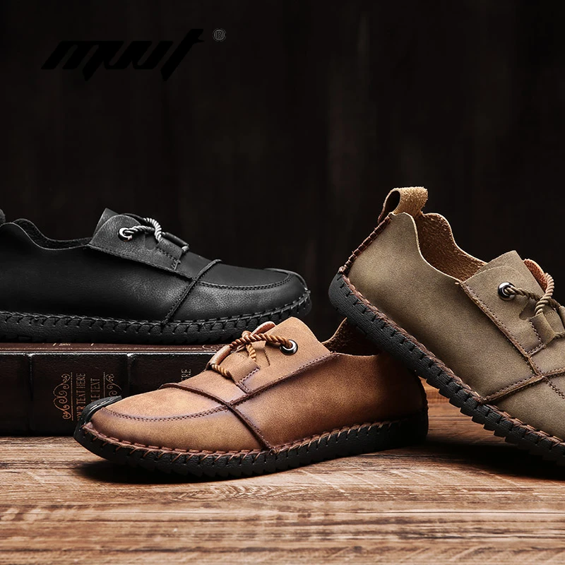 

Plus Size 46 Casual Shoes Men Loafers Hand-made Split Leather Men Flats Shoes Spring/Autumn New Men Shoes Zapatos hombre