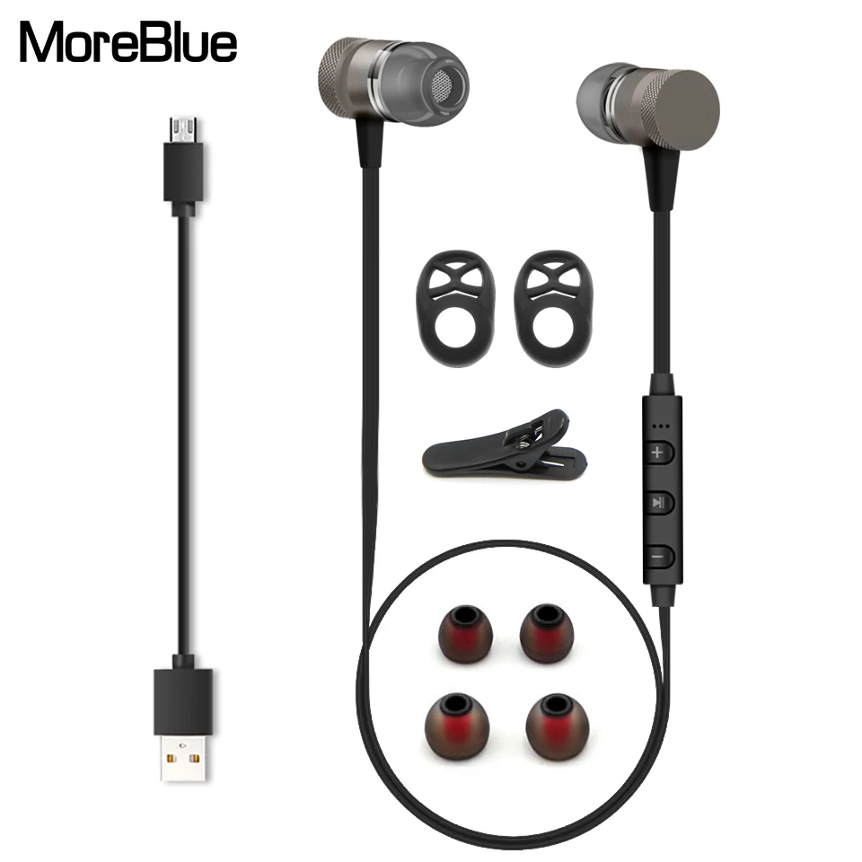 MoreBlue B09 Беспроводной Bluetooth гарнитура Металлические Магнитные наушники Спорт Бег