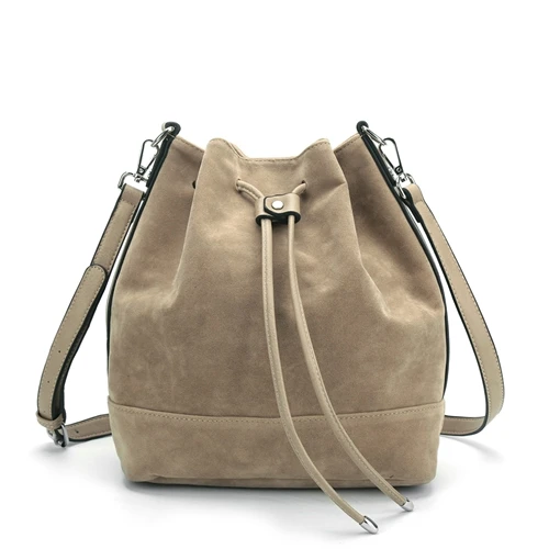 A-KHAKI AFKOMST сумка-мешок на шнурке для женщин, большой коричневый кошелек через плечо и сумка на плечо, замшевые сумки, высокое качество, HD-70186 - Цвет: A-KHAKI