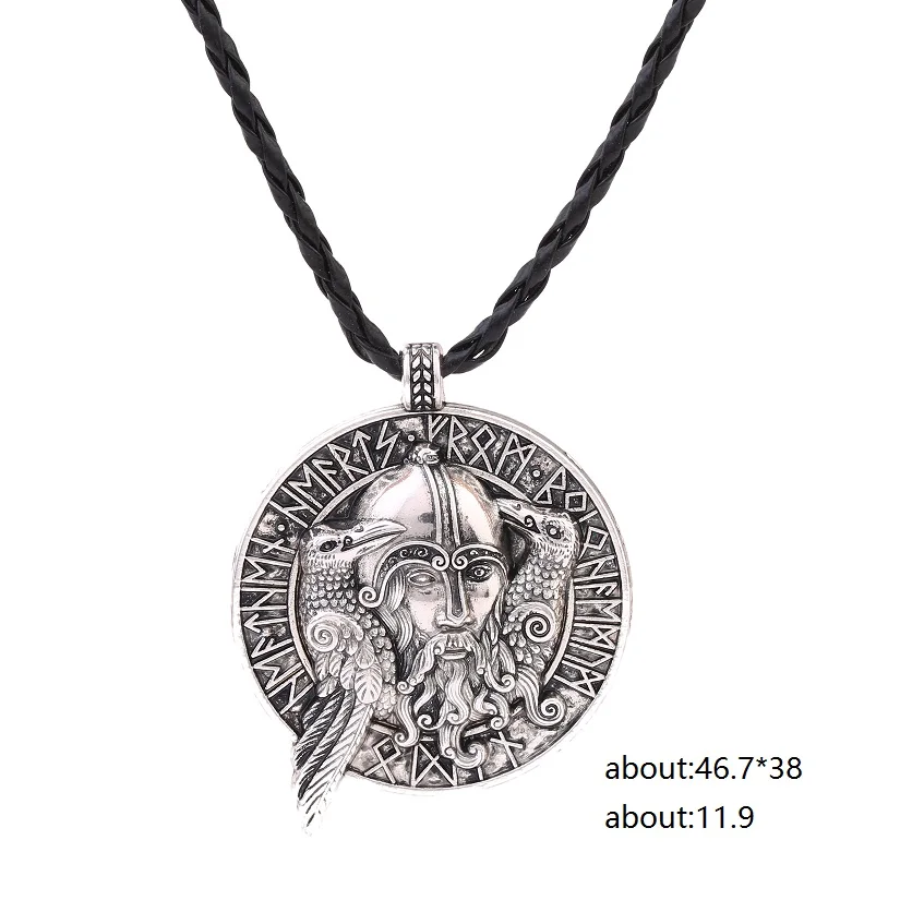 Teamer Новое поступление Odin's Huginn and Muninn Crow Valhalla Runic ожерелье с кулоном викинга мужские Wicca амулеты ювелирные изделия - Окраска металла: silver