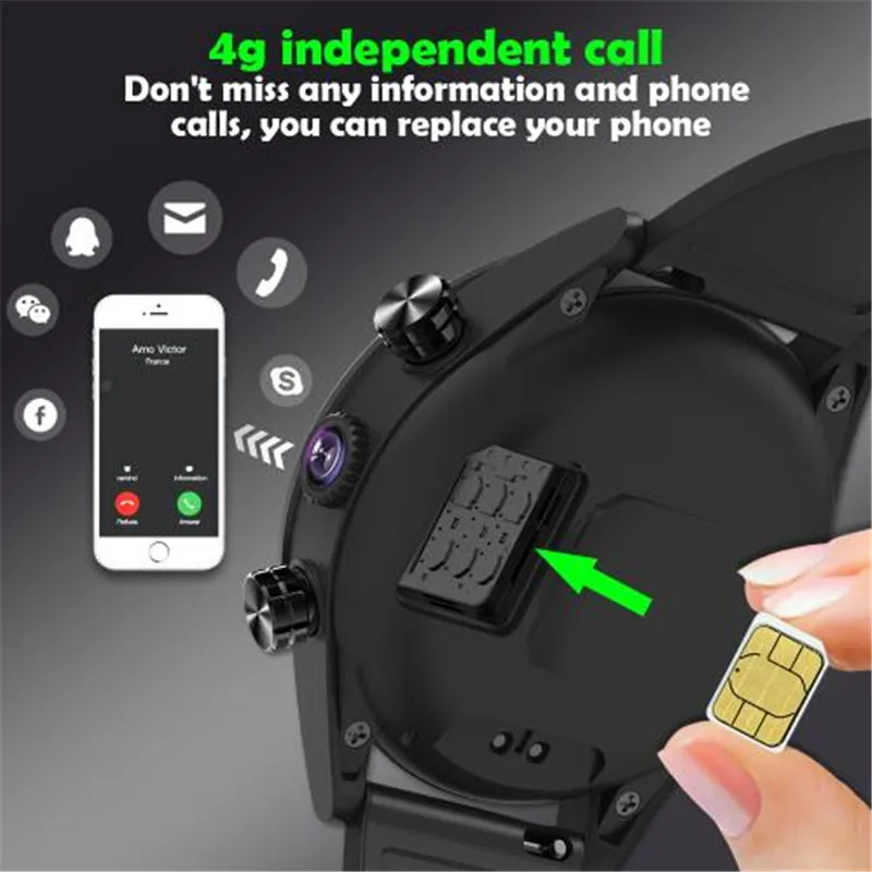 Colosia KC05 2019 Новая 4G Смарт часы Android 7.1.1 с четырехъядерным процессором GPS 5MP Камера 610