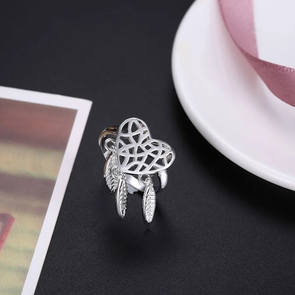 R941 Wholesale Fashion silver plated jewelry jewellery finger ring handmade twist lady gift classic hot women cz heart dangle | Украшения и