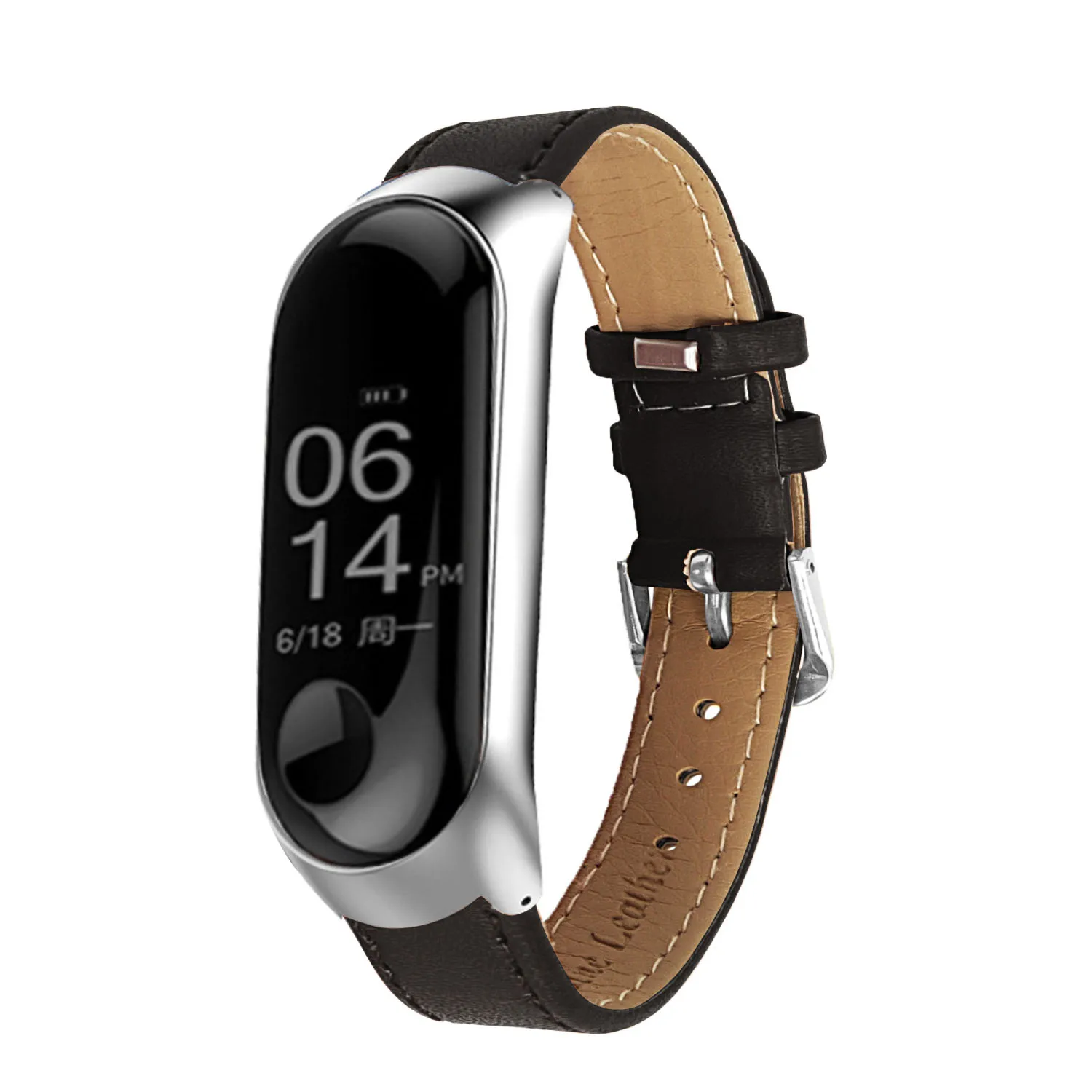 pu-black Mi Band 3 4 Металлический ремешок без винтов из нержавеющей стали для Xiaomi Mi Band 4 3 Кожаный ремешок Miband 4 3 Браслеты Pulseira pu - Цвет: pu-black