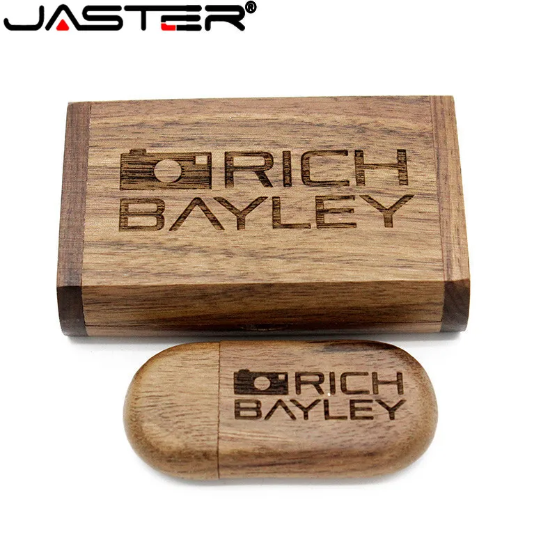 JASTER (бесплатный логотип) Деревянный usb + коробка ручка накопитель 8 ГБ 16 32 флэш