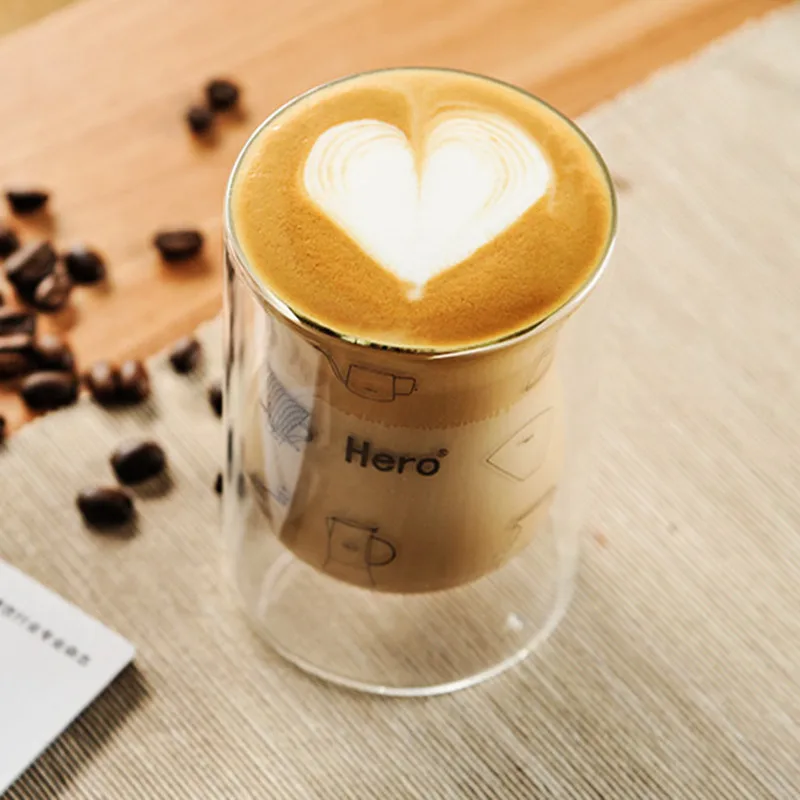 240CC Творческий чашки кофе двойной утолщенной стеклянные термостойкие молока