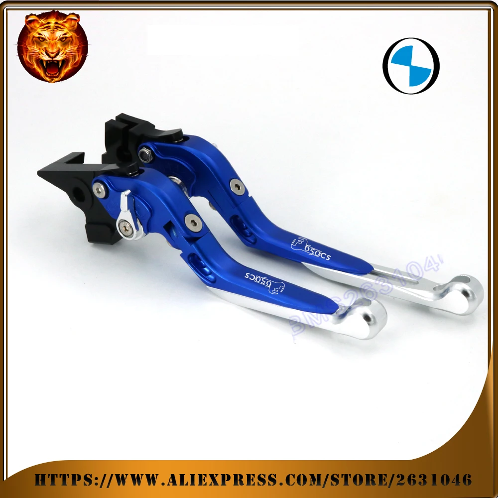 

For BMW F650CS F650 650CS 650 2004-2005 LOGO Blue Black Motorcycle Adjustable Folding Extendable Brake Clutch Lever