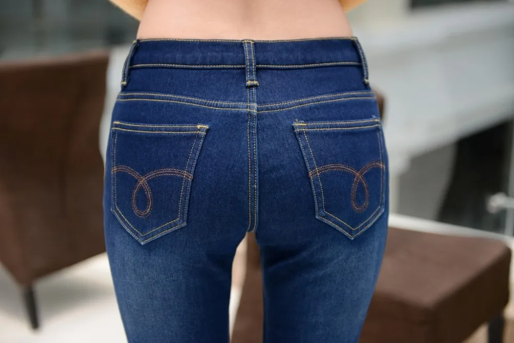 Дамы руно джинсы нового фонда 2016 осенью зимы с толщиной теплые ноги штаны