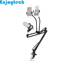 new arrival metal stands brackets with dual holder for mobile phones tripod monopod for microphones for video bloggers