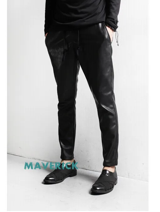 

27-44!!2019 homemade autumn and winter small feet leather pants han version of casual PU nine-point pants for men and women