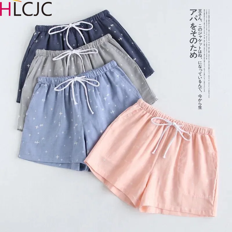 Шорты для сна пар низ из газовой ткани хлопковые шорты в японском стиле мужчин и