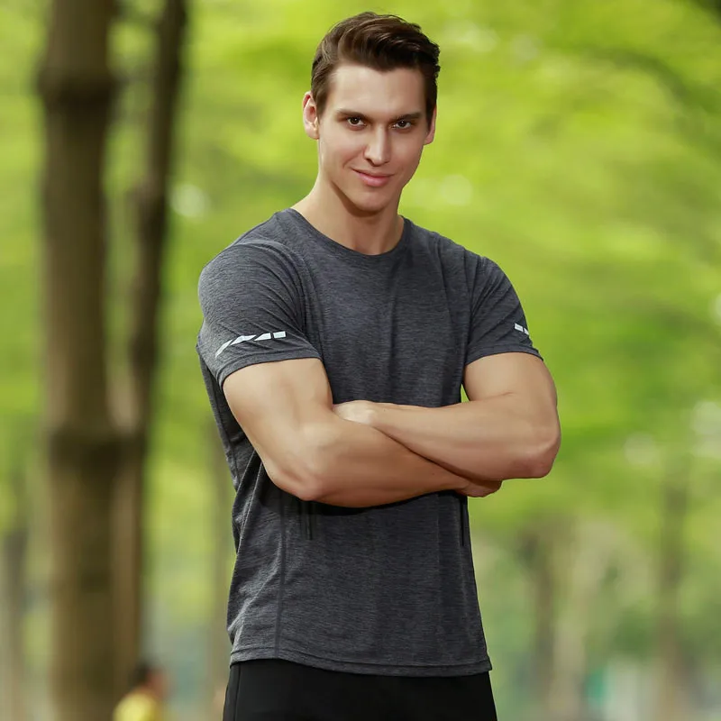 Мужская Спортивная повседневная футболка с коротким рукавом для фитнеса бега