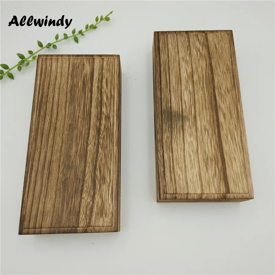 

New Zakka Gift Box for Nacklace Vintage Deep Color Surface Rectangle Wooden Packing Box With Separate Lid 19.5*8.5*3.5cm 1Pcs