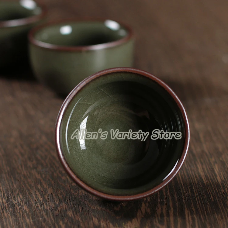 Фарфоровая кофейная чашка Geyao с треснутой глазурью, китайская чаша Longquan Celadon, чашка для чая с краклом, чайный набор