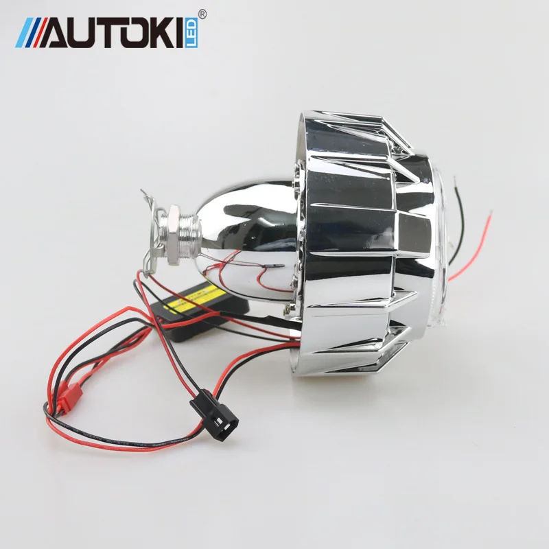 Autoki новый двойной Цвет светодиодный Ангельские глазки DRL с H1 мини Hi/низкая bi xenon