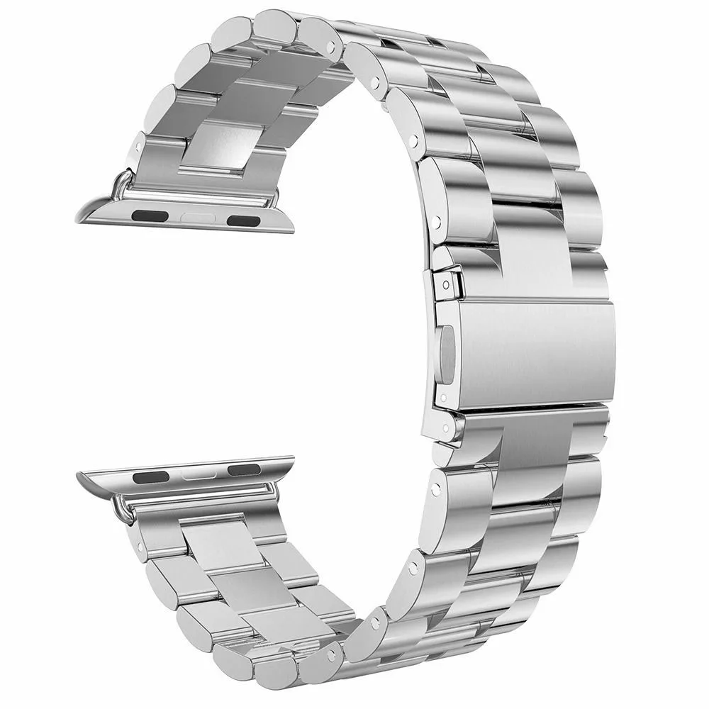 Серебристый Ремешок из нержавеющей стали для Apple Watch 42 мм 38 мм 44 мм 40 мм браслет для iWatch 5 4 3 2 1 металлический браслет - Цвет ремешка: Серебристый