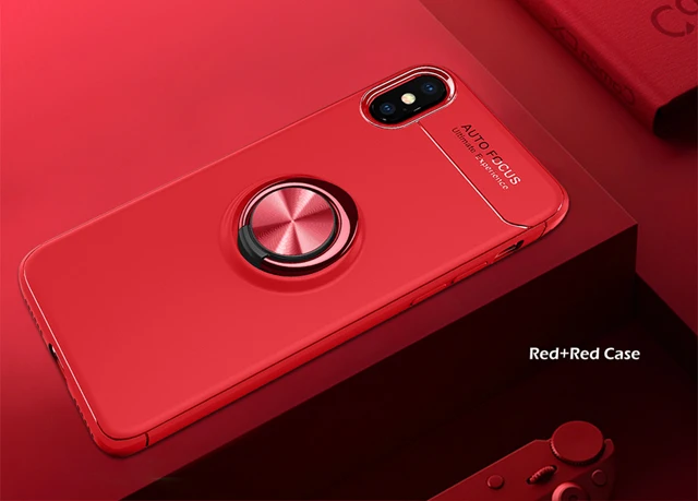 red Роскошный чехол для iPhone Xs Max, чехол с магнитным кольцом, мягкий матовый Силиконовый чехол для iPhone X 5 5S SE 6 6s 7 8 Plus, чехол - Цвет: red