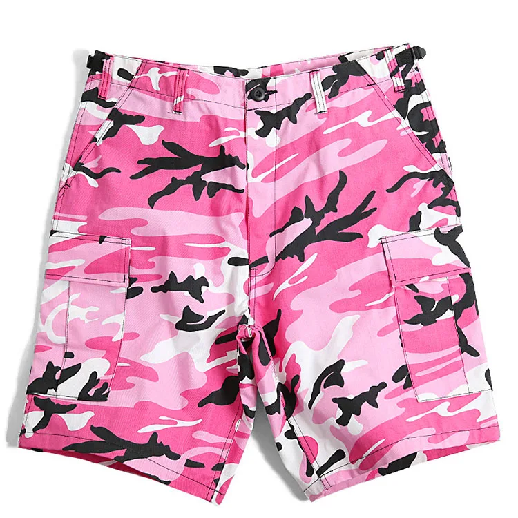 Pink Shorts Men Мужские камуфляжные шорты-карго унисекс, летние армейские военные шорты, женские и мужские хлопковые повседневные пляжные шорты до колен - Цвет: Pink Shorts Men