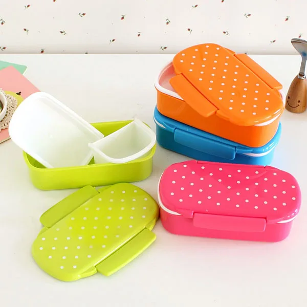 Single bento box dot bento box can microwave candy colored bento lunch box for kids lunchbox food container bento box tableware