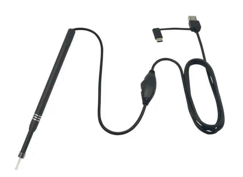Black 1,5 м, 3 в 1, USB OTG, визуальная очистка ушей, эндоскоп, ложка, функциональный диагностический инструмент, очиститель ушей, Android 720P камера, Ушная палочка - Цвет: Black