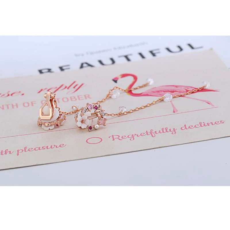 Бренд GRACE JUN корейские очаровательные цветочные серьги-клипсы с длинными