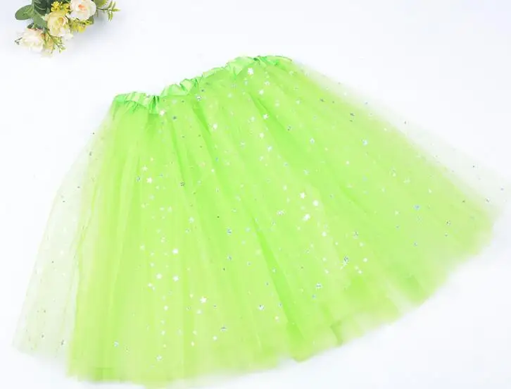 Light Green YWHUANSEN/летние юбки из тюля с блестками и звездами для маленьких девочек; Saia Tutu Menina; розовые карнавальные костюмы для детей - Цвет: Light Green