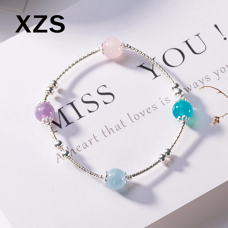 

100% Genuine S925 Sterling Silver Chinese Style Four Color Gem Bracelet Women Luxury Valentine's Day Gift Jewelry SLCN-18004