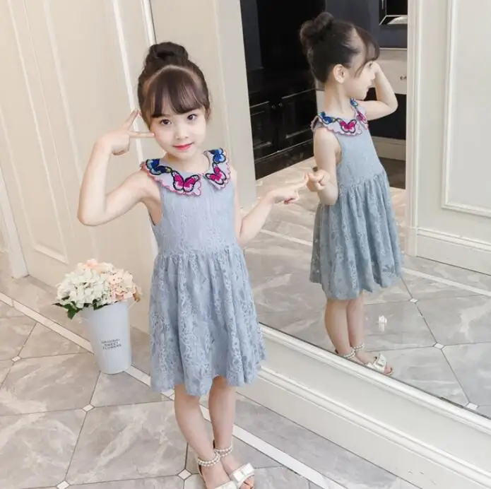 2018 для девочек-подростков летние кружевные бабочки жилет платья принцессы