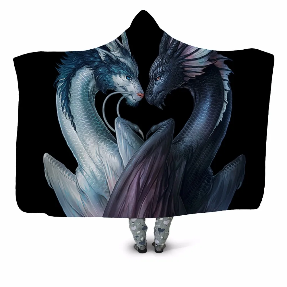 Ying Yang Dragon 3D печати с капюшоном Одеяло диван квилт для софы Дорожный Чехол