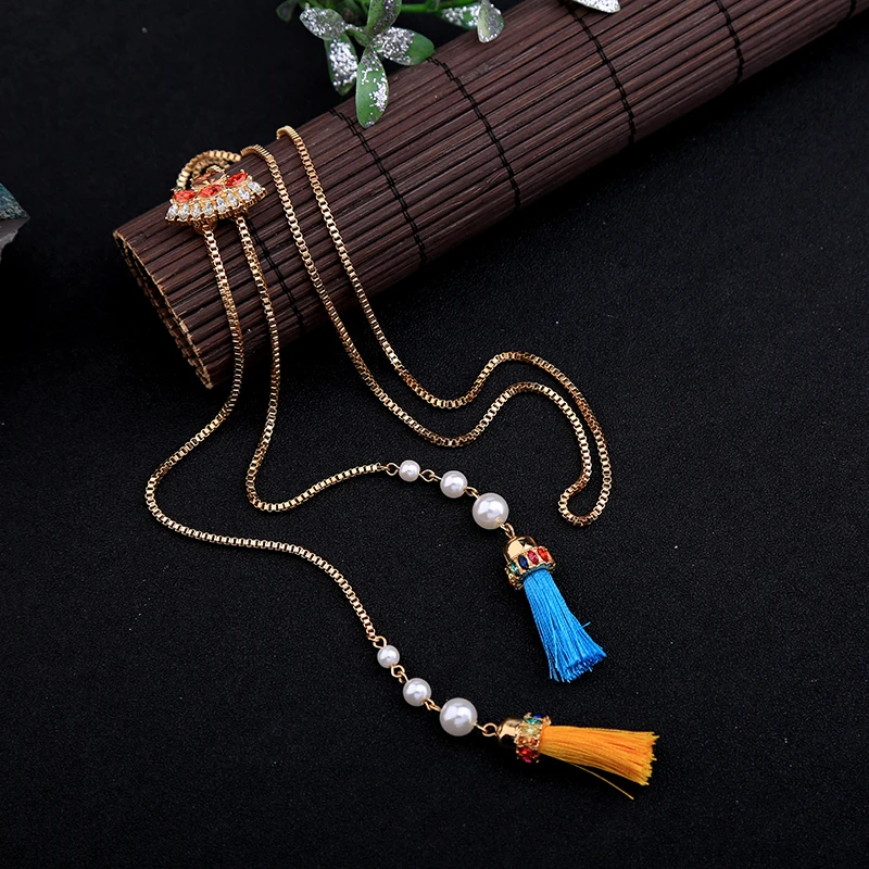 Ethnic Colorful Women Adjustable Chain Long Necklaces 2019 Aliexpress Fashion Tassel Pendant Necklace Bohemian Jewelry | Украшения и