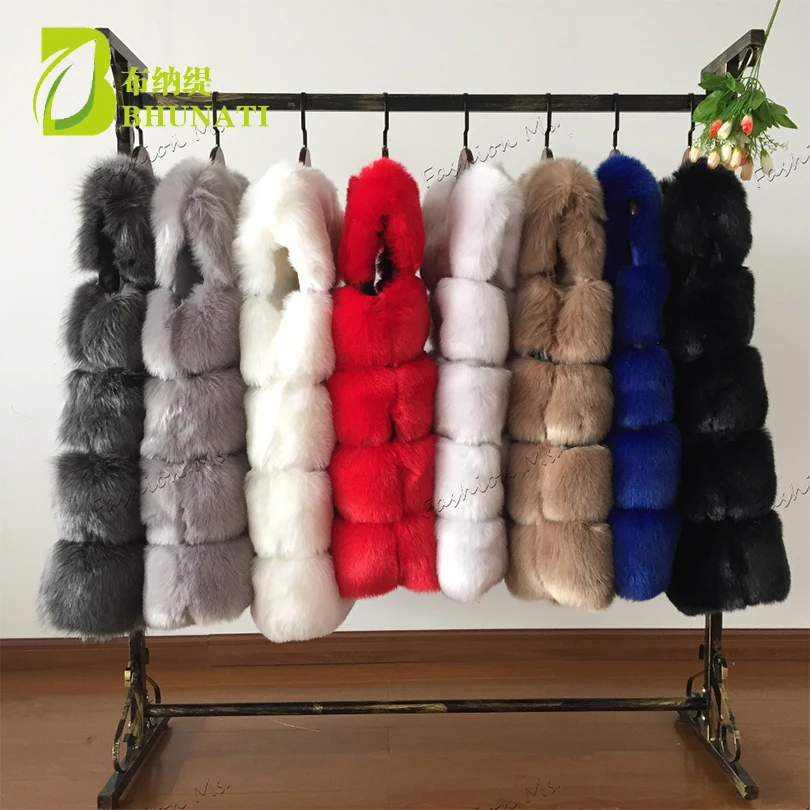 BHUNATI 2018 зимний женский жилет из искусственного меха черное красное пальто без