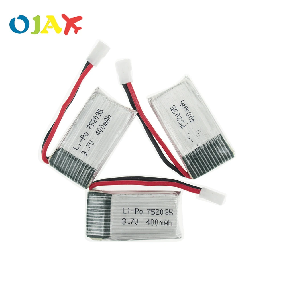 3 шт 7 V 400 мА/ч 25C Дрон с перезаряжаемым аккумулятором Lipo Батарея 752035 для RC Eachine H99W JJRC