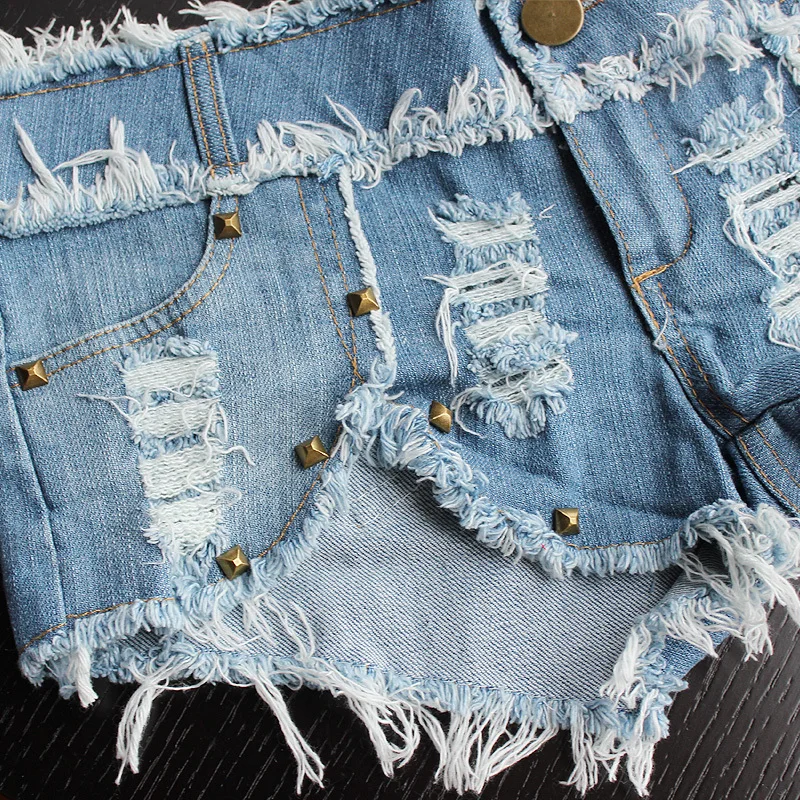 

Sexy Skinny Women Denim Shorts Jeans Clubs Fashion Trendy Rivet Mini Shorts Summer Low Waist Casual Short Pant Slim Trousers